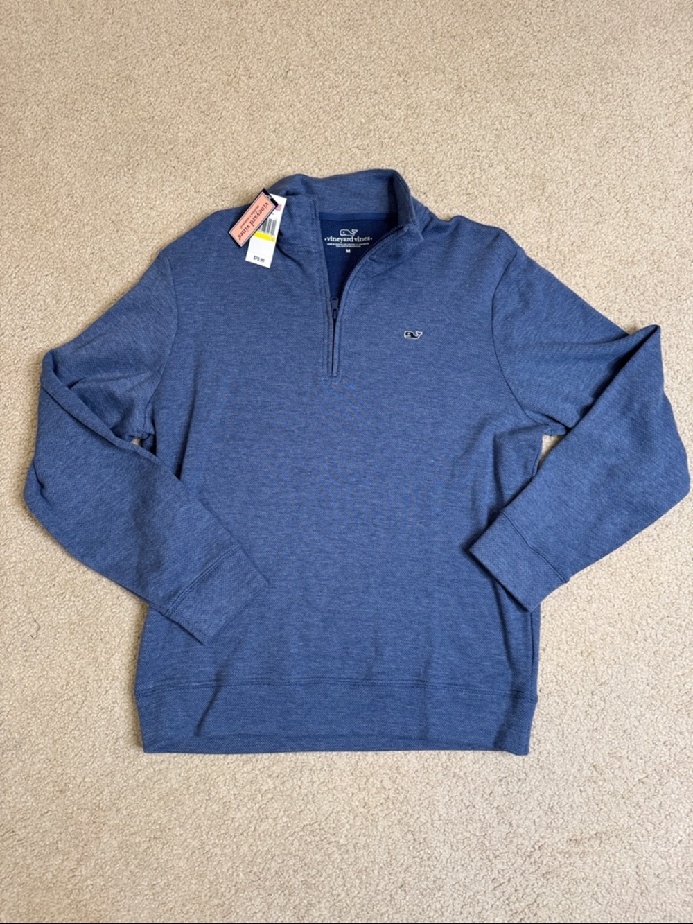 NWT Vineyard Vines Men's Heather Navy Quarter-Zip Pullover